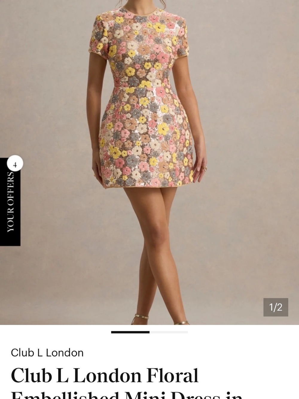 Club L London Multicolor Floral Sequin Mini Dress
